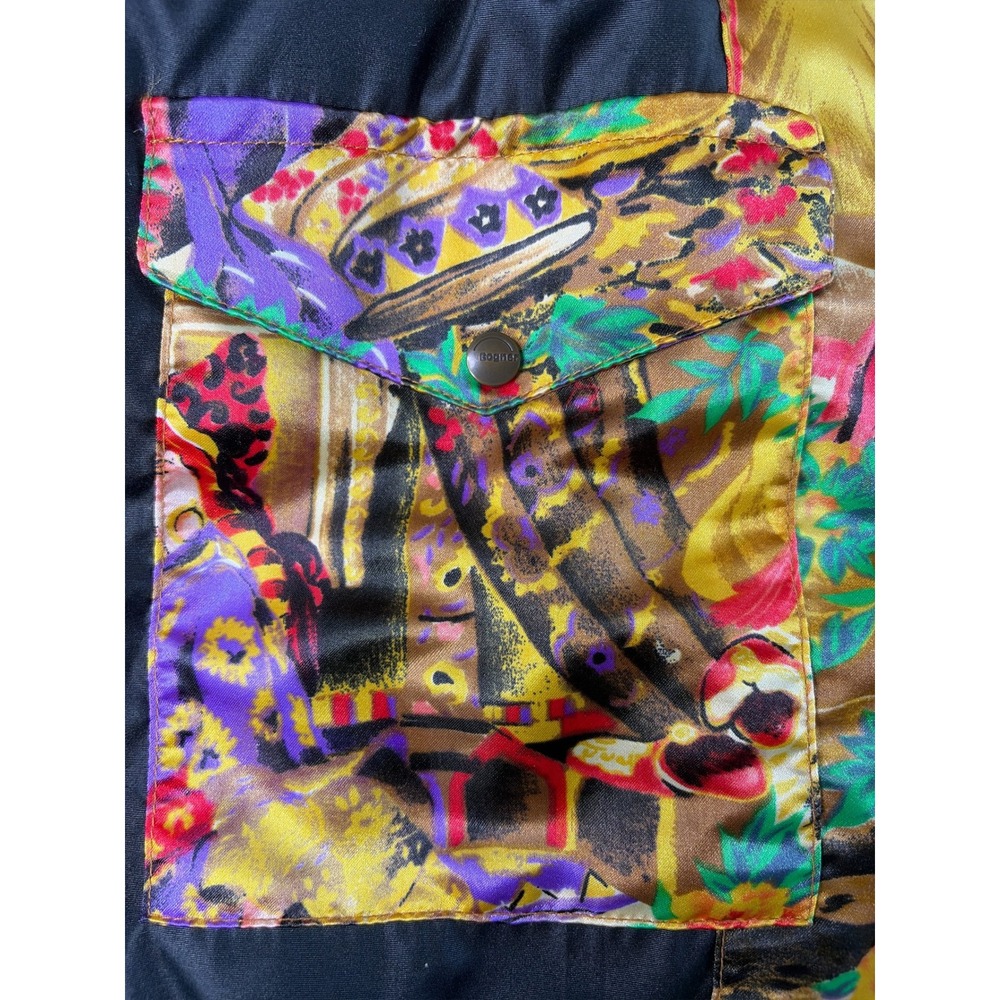 Bogner Vintage Goose Down Puffer Jacket Art Print Colorful Bomber Womens 6 - Picture 4 of 9
